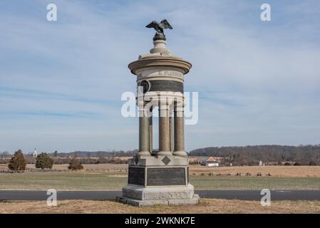 Le 73rd New York Infantry Monument et le Trostle FRM , Gettysburg Pennsylvanie États-Unis Banque D'Images