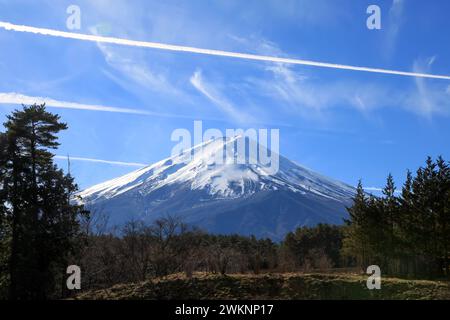 MT. Fuji ou Mont Fuji avec son sommet tout couvert de neige. Banque D'Images