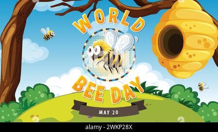 Vecteur coloré célébrant les abeilles et la nature Illustration de Vecteur