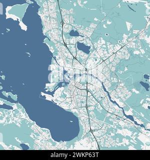 Carte de Oulu, Finlande. Carte vectorielle détaillée de la ville, zone métropolitaine. Streetmap avec routes et eau. Illustration de Vecteur