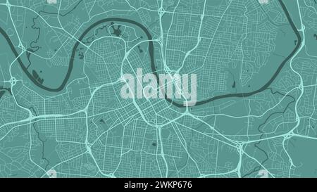 Fond carte de Nashville, États-Unis, affiche verte de la ville. Carte vectorielle avec routes et eau. Format grand écran, feuille de route numérique de conception plate. Illustration de Vecteur