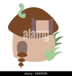 Maison de champignons mignonne dans un style plat. Illustration pour enfants. Vecteur. Illustration de Vecteur