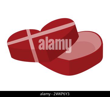 Modèle de boîte cadeau en forme de coeur pour la Saint-Valentin ou l'anniversaire. Illustration vectorielle isolée sur fond blanc. Illustration de Vecteur