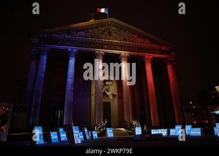 Paris, France, mercredi 21 février 2024, Ceremonie d’entrée de Missak Manouchian et de ses camarades de résistance au Panthéon, crédit François Loock / Alamy Live News Banque D'Images