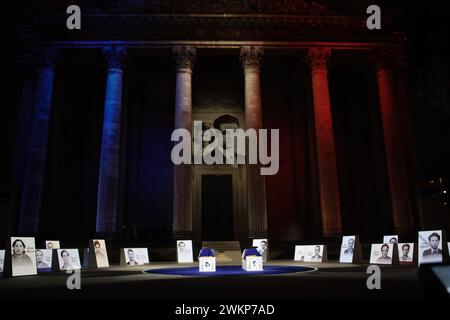 Paris, France, mercredi 21 février 2024, Ceremonie d’entrée de Missak Manouchian et de ses camarades de résistance au Panthéon, crédit François Loock / Alamy Live News Banque D'Images