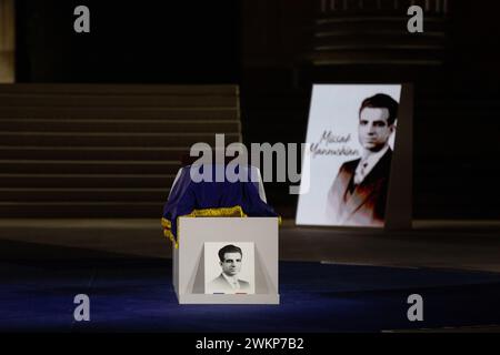 Paris, France, mercredi 21 février 2024, Ceremonie d’entrée de Missak Manouchian et de ses camarades de résistance au Panthéon, crédit François Loock / Alamy Live News Banque D'Images