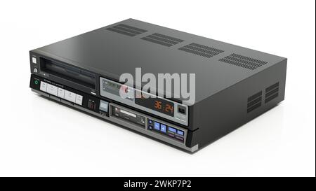 Magnétoscope vintage ou magnétoscope isolé sur fond blanc. Illustration 3D. Banque D'Images