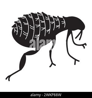 Silhouette de puce. Icône parasite. Illustration vectorielle isolée sur fond blanc. Illustration de Vecteur