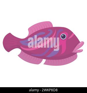 Silhouette d'un poisson d'aquarium rose. Icône de dessin animé plat pour votre conception. Illustration vectorielle isolée sur fond blanc. Illustration de Vecteur
