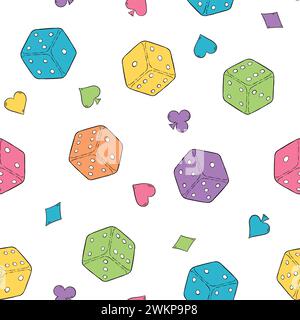 Motif sans couture Dice Doodle. Illustration du motif de répétition vectorielle. Illustration de Vecteur