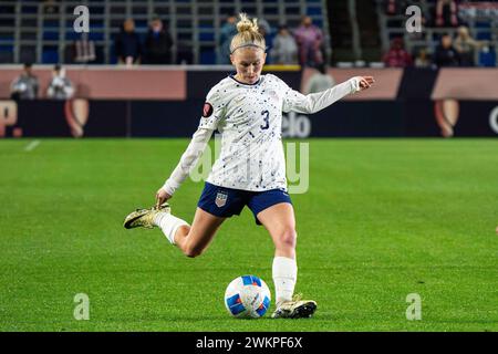 La défenseuse des Etats-Unis Jenna Nighswonger (3) lors du match du Groupe A De la CONCACAF W Gold Cup contre la République Dominicaine, mardi 20 février 2024, Banque D'Images