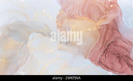 Peinture à l'encre d'alcool luxueuse. Conception de texture de marbre liquide. Fond de marbre abstrait moderne. Banque D'Images