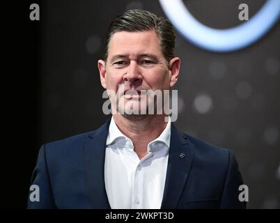 Stuttgart, Allemagne. 22 février 2024. Harald Wilhelm, directeur financier de Mercedes-Benz Group AG, photographié lors de la conférence de presse annuelle du constructeur automobile Mercedes-Benz. Crédit : Bernd Weißbrod/dpa/Alamy Live News Banque D'Images