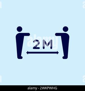 Distanciation sociale Gardez votre distance 2 M icône simple Illustration de Vecteur