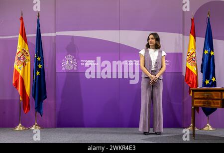 Madrid, 21/11/2023. Irene Montero ( Podemos ) remet le portefeuille du ministère de l'égalité au nouveau ministre Ana Redondo ( PSOE ). Photo : Ignacio Gil. ARCHDC. Crédit : album / Archivo ABC / Ignacio Gil Banque D'Images