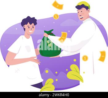 Un musulman donne l'aumône illustration Illustration de Vecteur