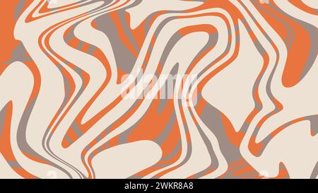 Fond rétro groovy avec des vagues déformées colorées. Conception vectorielle abstraite de motif psychédélique dans le style hippie des années 1970. Illustration de Vecteur