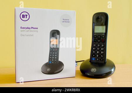 BT ou British Telecom Everyday Digital Cordless Phone avec blocage des appels, Royaume-Uni Banque D'Images