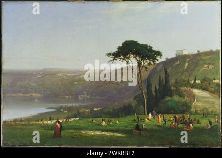 George Inness, Lac Albano, peinture de paysage à l'huile sur toile, 1869 Banque D'Images