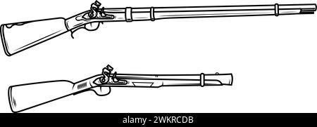 Illustration d'un vieux fusil à mousqueton isolé sur fond blanc. Élément de design pour emblème, signe, affiche, badge. Illustration vectorielle Illustration de Vecteur