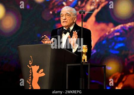 Martin Scorsese BEI der Verleihung des Goldenen Ehrenbären an Martin Scorsese auf der Berlinale 2024 / 74. Internationale Filmfestspiele Berlin im Berlinale Palast. Berlin, 20.02.2024 Banque D'Images