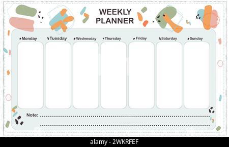 Planificateur hebdomadaire avec des formes abstraites mignonnes Illustration de Vecteur