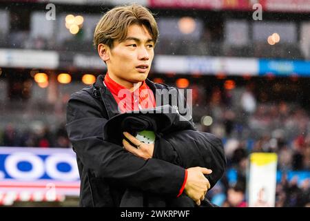 Rotterdam, pays-Bas. 18 février 2024. Rotterdam - Ayase Ueda de Feyenoord lors du match Eredivisie opposant Feyenoord contre RKC Waalwijk au Stadion Feijenoord de Kuip le 18 février 2024 à Rotterdam, pays-Bas. Crédit : Box to Box Pictures/Alamy Live News Banque D'Images