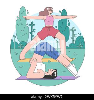 Idée de troisième place. Environnement social, séparé de la maison et du lieu de travail. Construction de la vie communautaire, interaction des personnes et zone de communication. Illustration vectorielle plate Illustration de Vecteur