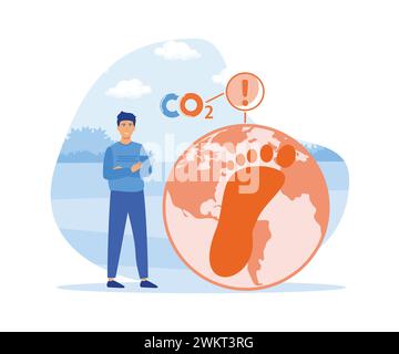 Économie circulaire. énergie verte et réduction des émissions de co2 et de l'impact sur le climat. illustration moderne vectorielle plate Illustration de Vecteur