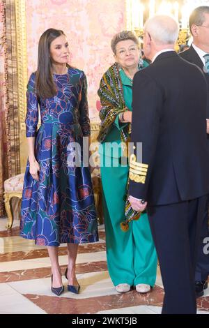 Madrid. Espagne. 20240222, Reine Letizia d'Espagne, Sandra Torres assiste à un déjeuner au Palais Royal le 22 février 2024 à Madrid, Espagne Banque D'Images