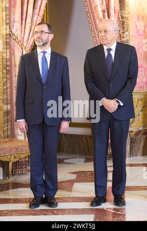 Madrid. Espagne. 20240222, Camilo Villarino, Chef de la Maison du Roi, assiste à un déjeuner avec le Président du Guatemala Cesar Bernardo Arevalo de Leon et son épouse Sandra Torres au Palais Royal le 22 février 2024 à Madrid, Espagne Banque D'Images