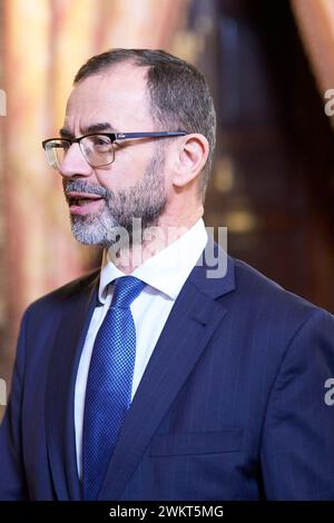 Madrid. Espagne. 20240222, Camilo Villarino, Chef de la Maison du Roi, assiste à un déjeuner avec le Président du Guatemala Cesar Bernardo Arevalo de Leon et son épouse Sandra Torres au Palais Royal le 22 février 2024 à Madrid, Espagne Banque D'Images