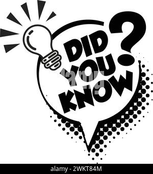 Drôle de bulle pour copier le texte. Saviez-vous Web bannière avec cadre et ampoule, boîte d'idée, citation pour des faits intéressants. Vecteur sur fond transparent Illustration de Vecteur