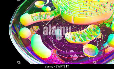 Illustration abstraite en 3D de la cellule et du centriole Banque D'Images