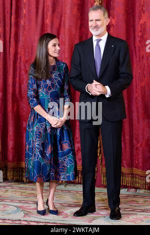 Le roi Felipe VI d'Espagne et la reine Letizia d'Espagne accueillent un déjeuner pour le président du Guatemala Cesar Bernardo Arevalo de Leon et son épouse Lucrecia eu Banque D'Images