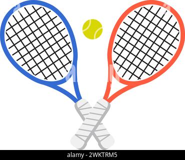 vecteur croisé raquettes de tennis et balle de tennis isolé sur fond blanc. symbole de jeu de tennis. icône de compétition de tournoi Illustration de Vecteur