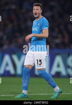 Naples, Italie. 21 février 2024. Amir Rrahmani de la SSC Napoli réagit lors du match de l'UEFA Champions League au Stadio Diego Armando Maradona, Naples. Le crédit photo devrait se lire : Jonathan Moscrop/Sportimage crédit : Sportimage Ltd/Alamy Live News Banque D'Images