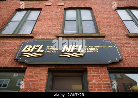 Signez le siège social des compagnies de traversier BFL et NFL, desservant les provinces maritimes du Canada. Banque D'Images