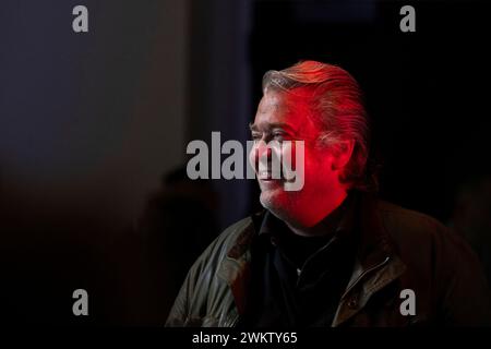 National Harbor, Maryland, États-Unis. 22 février 2024. Steve Bannon à la Conférence d'action politique conservatrice (CPAC) 2024 à National Harbor, Maryland, États-Unis, le jeudi 22 février, 2024. crédit : Annabelle Gordon/CNP/dpa/Alamy Live News Banque D'Images