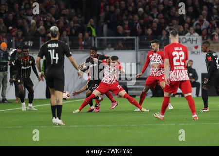 France. 22 février 2024. © PHOTOPQR/VOIX DU NORD/COURBE ; 22/02/2024 ; NO DAM Foot Ligue Europa SC Fribourg RC Lens barrage retour stade Europa Park, Fribourg, Allemagne le 22/02/24. PHOTO SEVERINE Courbe LA VOIX DU NORD crédit : MAXPPP/Alamy Live News Banque D'Images