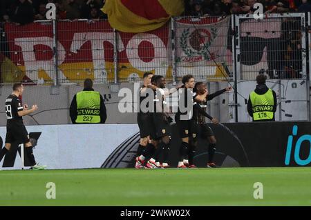 France. 22 février 2024. © PHOTOPQR/VOIX DU NORD/COURBE ; 22/02/2024 ; NO DAM Foot Ligue Europa SC Fribourg RC Lens barrage retour stade Europa Park, Fribourg, Allemagne le 22/02/24. PHOTO SEVERINE Courbe LA VOIX DU NORD crédit : MAXPPP/Alamy Live News Banque D'Images