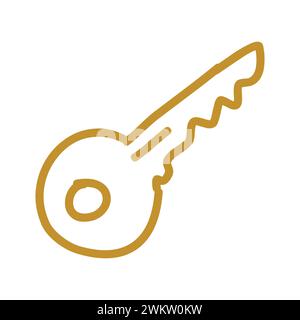 Icône Doodle Golden car Key Line Illustration de Vecteur