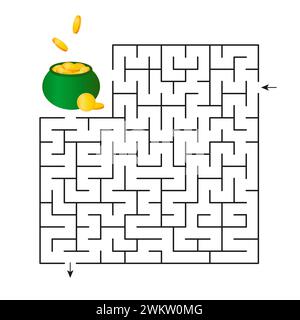 Illustration vectorielle. Labyrinthe de jeu pour enfants pour préparer Patrick s Day. Trouvez le bon chemin vers le pot de pièces de monnaie. Illustration de Vecteur