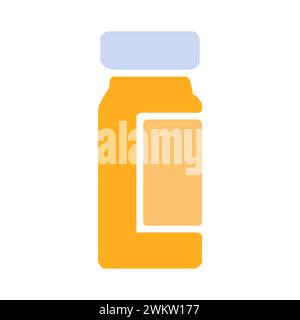 Bouteille de pilule jaune avec icône de bouchon blanc Illustration de Vecteur