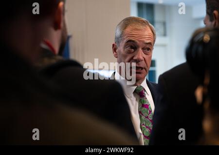 Oxon Hill, États-Unis. 22 février 2024. Nigel Farage à la Conférence d'action politique conservatrice (CPAC) 2024 à National Harbor, Maryland, États-Unis, le jeudi 22 février, 2024. crédit : Annabelle Gordon /CNP/Sipa USA crédit : Sipa USA/Alamy Live News Banque D'Images