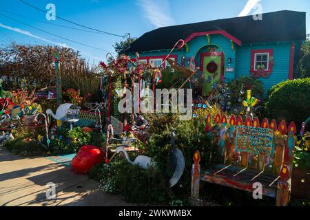 La célèbre maison d'art Nancy Russell à Moss Landing, en Californie Banque D'Images