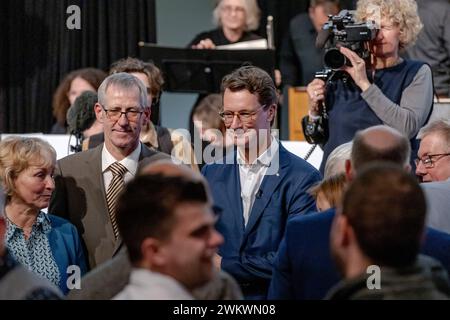 NRW Ministerpräsident Hendrik Wüst im Rheinland. Nach Stationen in Köln und Bonn gibt der Ministerpräsident ein Ehrenamtsempfang im Stadtmuseum Siegburg Rhein-SIEG-Kreis 22.02.2024 Siegburg Innenstadt NRW Deutschland *** NRW Ministre Hendrik Wüst en Rhénanie après des arrêts à Cologne et Bonn, le ministre président donne une réception honorifique au Siegburg City Museum Rhein SIEG Kreis 22 02 2024 Siegburg City Center NRW Allemagne Banque D'Images