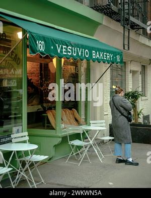 Signe vintage de Vesuvio Bakery à Soho, Manhattan, New York Banque D'Images