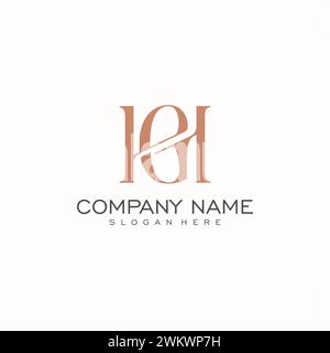 Design de logo de lettre textuelle monogramme initial de luxe HG ou GH. Illustration vectorielle Illustration de Vecteur