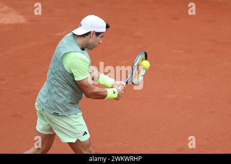 Rio de Janeiro, Brésil. 21 février 2024. Jaume Munar d'Espagne retourne un tir à Thiago Seyboth Wild du Brésil lors de la troisième journée de l'ATP 500 Rio Open présenté par Claro au Jockey Club Brasileiro le 21 février 2024 à Rio de Janeiro, Brésil. Photo : Daniel Castelo Branco/DiaEsportivo/Alamy Live News crédit : DiaEsportivo/Alamy Live News Banque D'Images